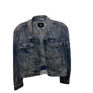 BDG Jacket Women’s Size Medium Blue Denim Studded Embellished Button Up